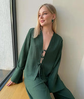 Zümrüt Bağlama Pijama Takımı Zalle